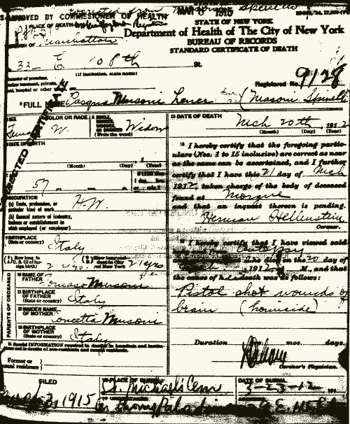 Spinelli death certificate