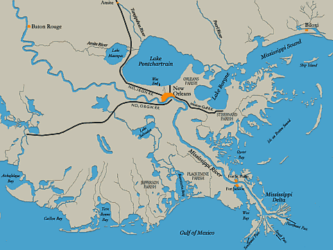 New Orleans and Vicinity. Map by Thomas Hunt.