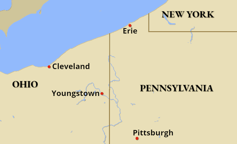 Map of western Pennsylvania area