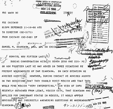 FBI Teletype, Nov. 16, 1966