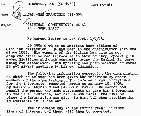 FBI Memorandum, Jan. 23, 1963
