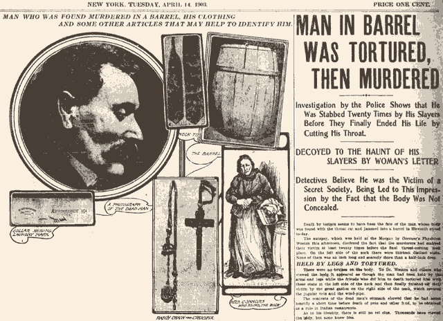 Barrel murder coverage from New York Evening World
