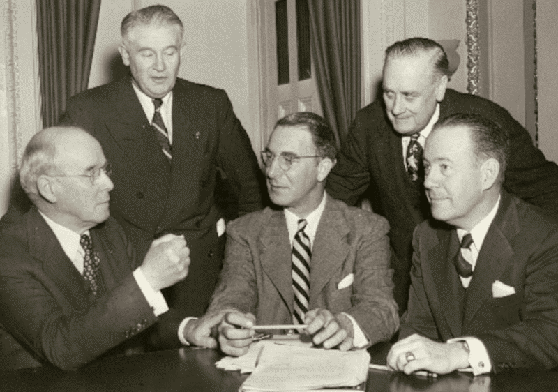 Committee members Charles Tobey, Lester Hunt, Estes Kefauver, Alexander Wiley, Herbert O'Conor