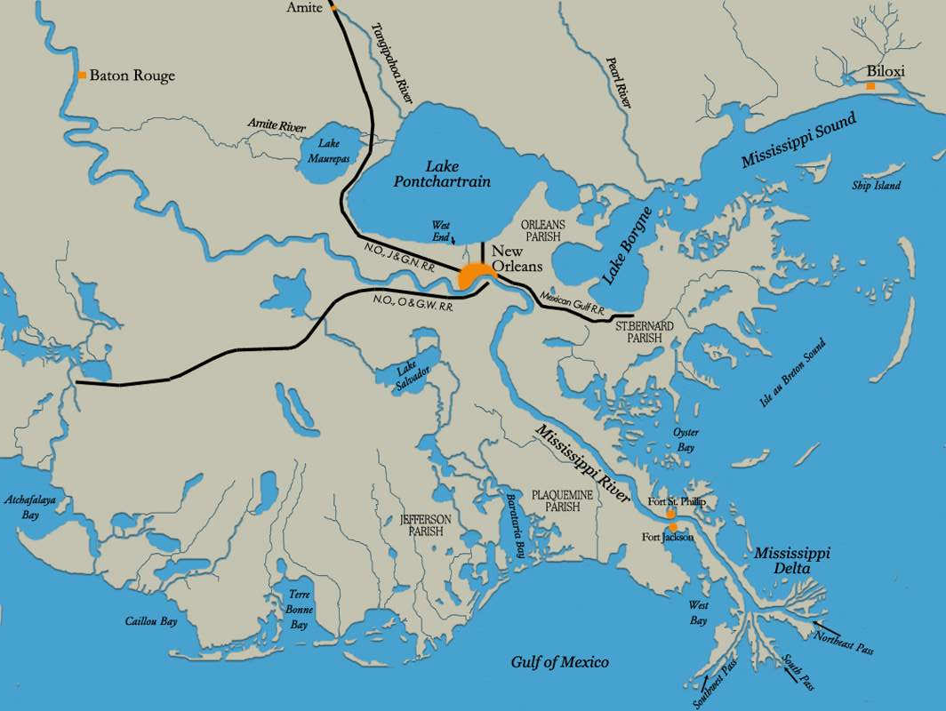 New Orleans and Vicinity. Map by Thomas Hunt.