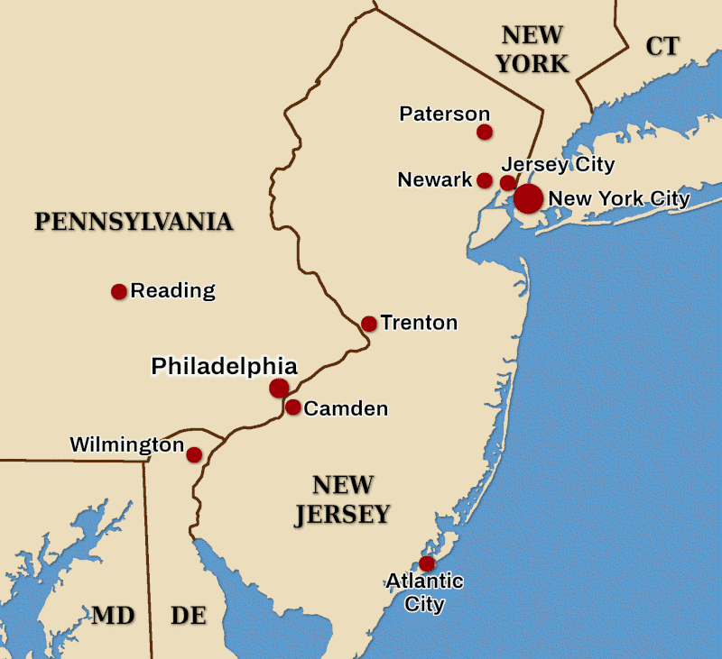 Map of Philadelphia area