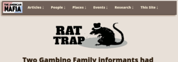 American Mafia history website Rat Trap article page with new menu bar