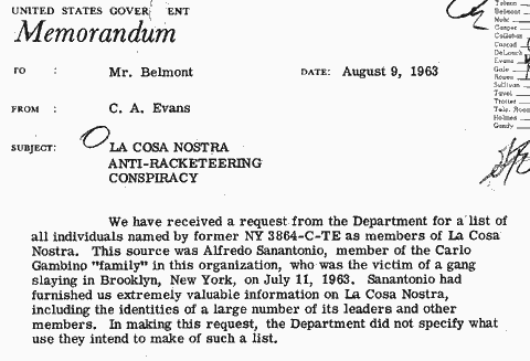 FBI memo 9 August 1963