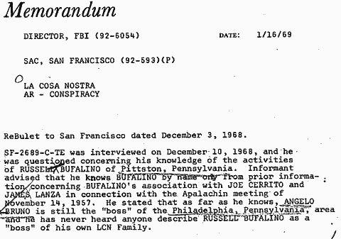 FBI report of Jan. 16, 1969